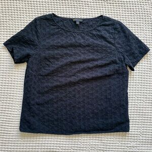 Brooks Brothers Women’s Navy Eyelet Lace Pullover Cropped Short-Sleeve Top: 8